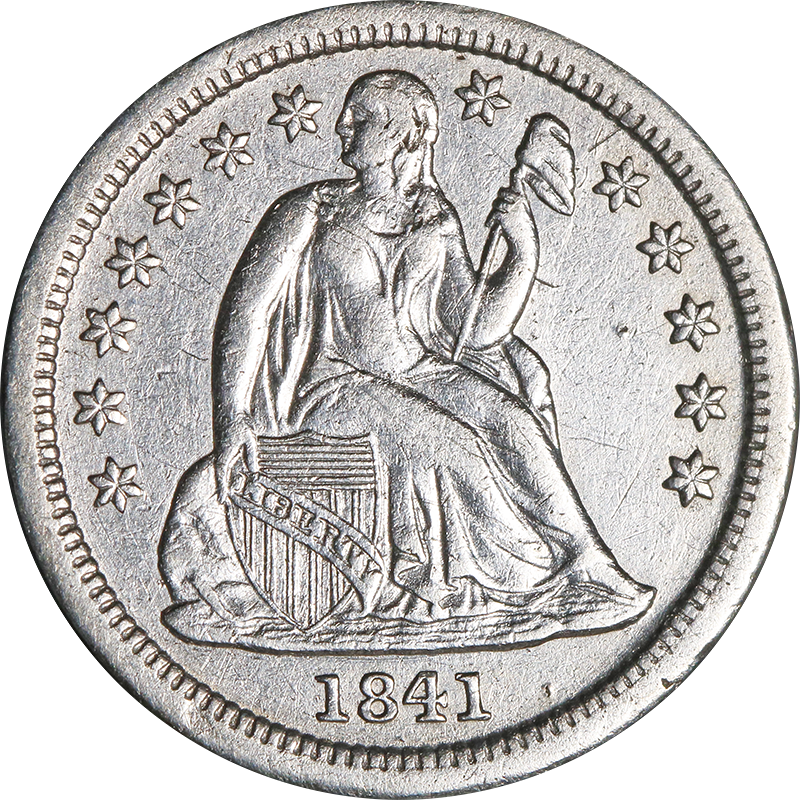 1841 Liberty Seated Dime With Drapery Front